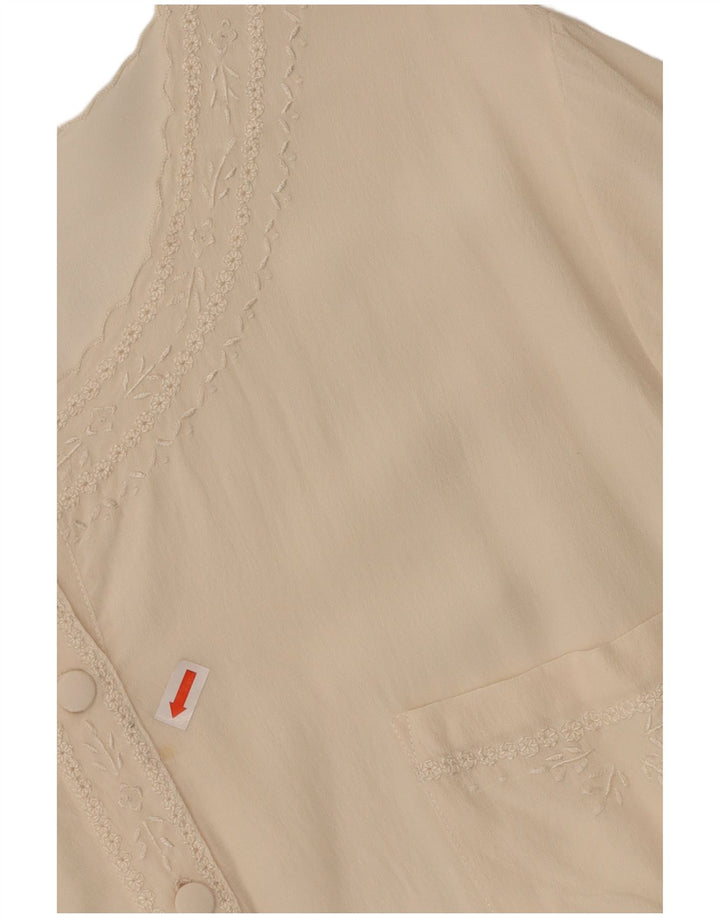 Женская блузка VINTAGE Top UK 16, большой размер, белый шелк