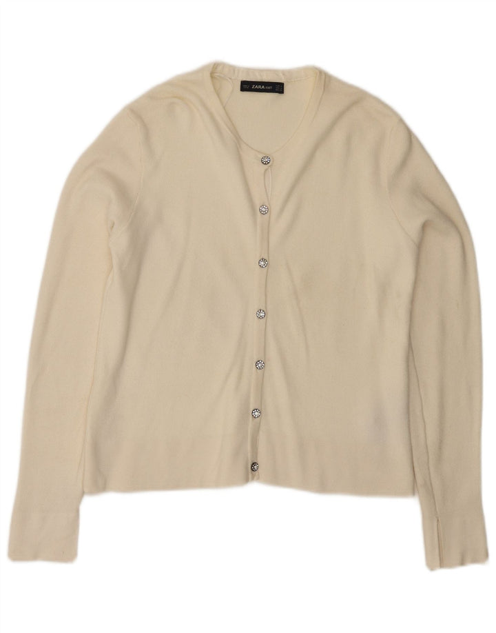 Женский кардиган Zara UK 12, средний белый вискоза