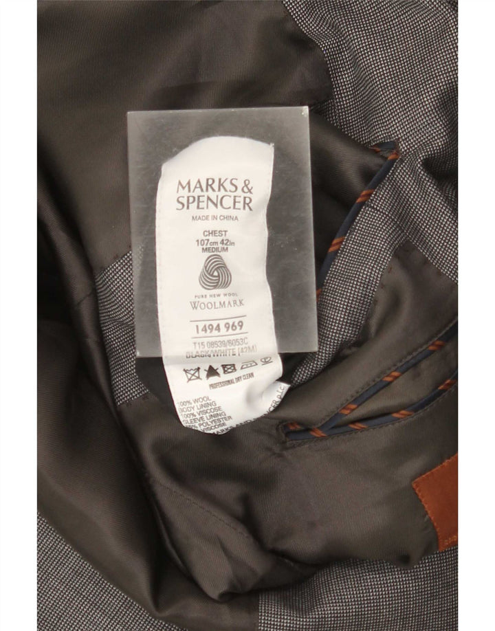 Мужской пиджак на двух пуговицах Marks & Spencer UK 42, большой серый шерстяной
