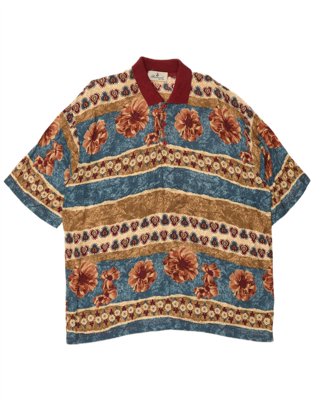 Мужская рубашка-поло Bramante 2XL разноцветная с цветочным принтом