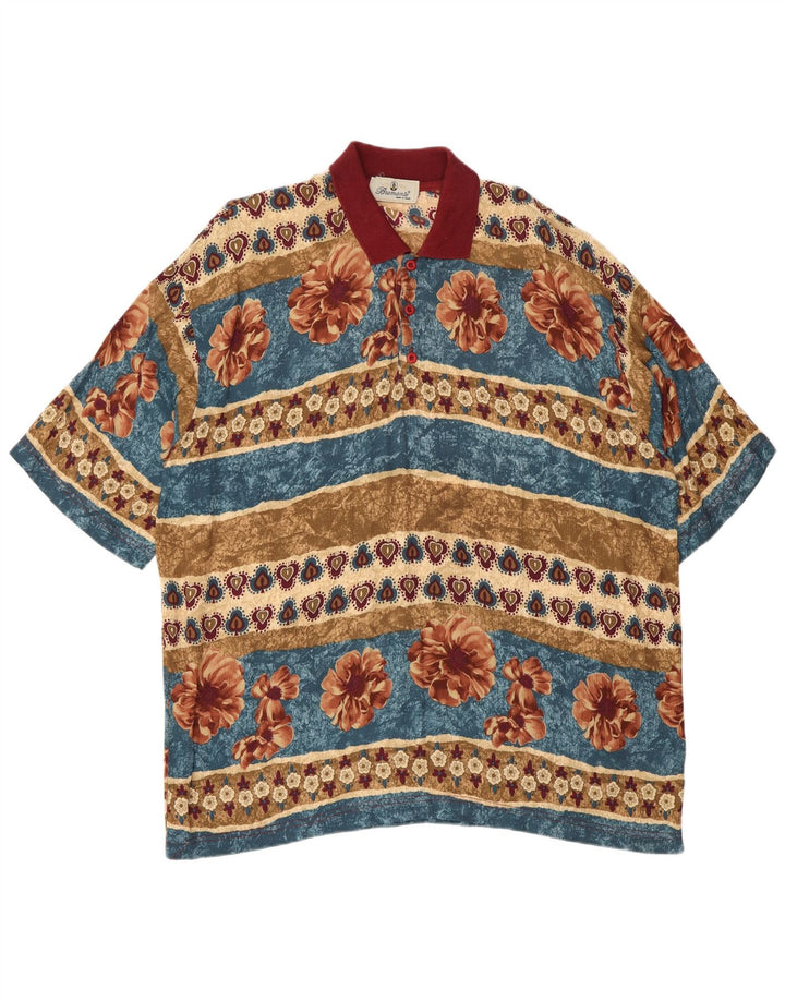 Мужская рубашка-поло Bramante 2XL разноцветная с цветочным принтом