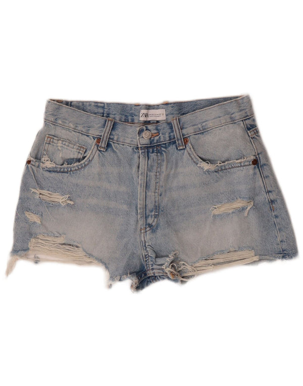 Женские джинсовые шорты Zara EU 38, маленькие, W28, синие, хлопок