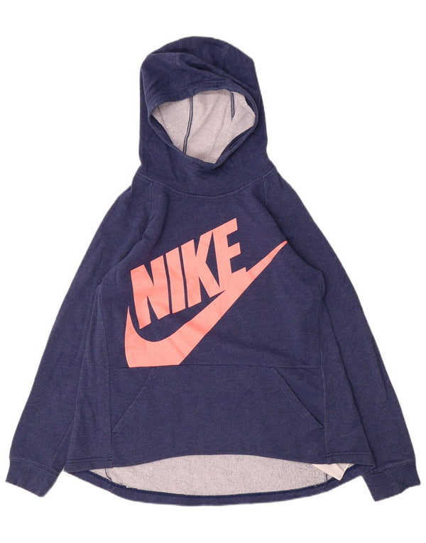 Джемпер с капюшоном Nike для девочек с графикой, 13–14 лет, темно-синий, хлопок, размер XL