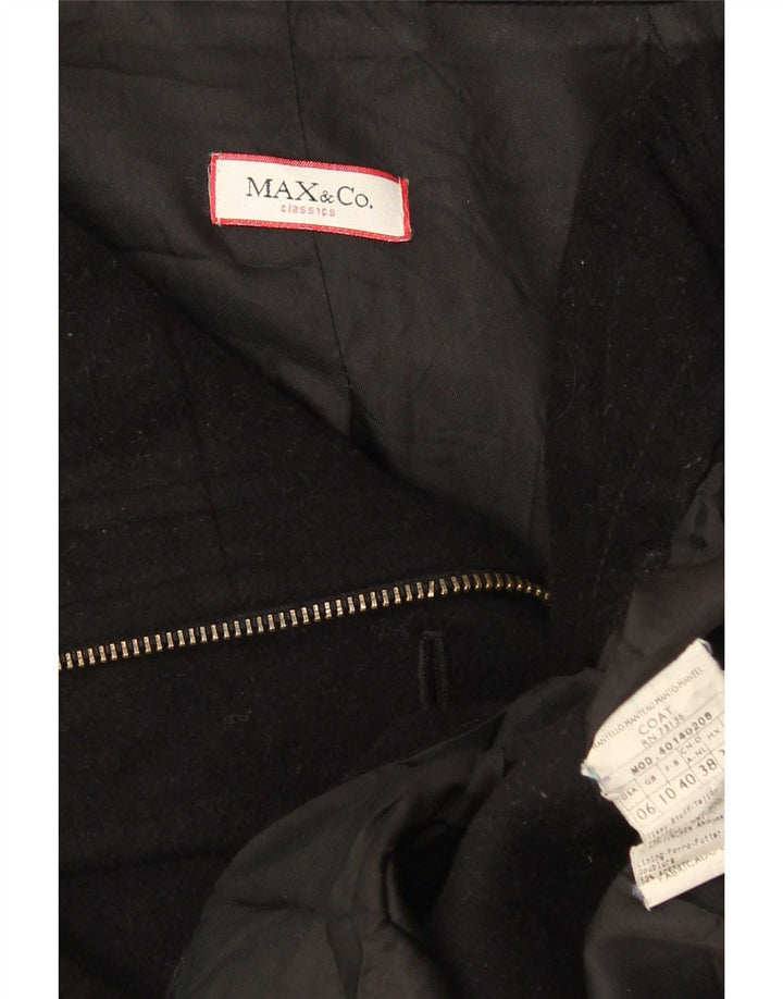 Женское пальто оверсайз Max & Co. UK 10, маленькое черное шерстяное пальто