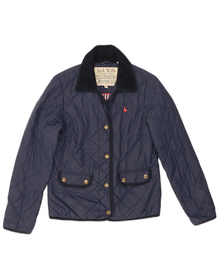 Женская стеганая куртка Jack Wills UK 8, маленькая, темно-синяя, нейлон