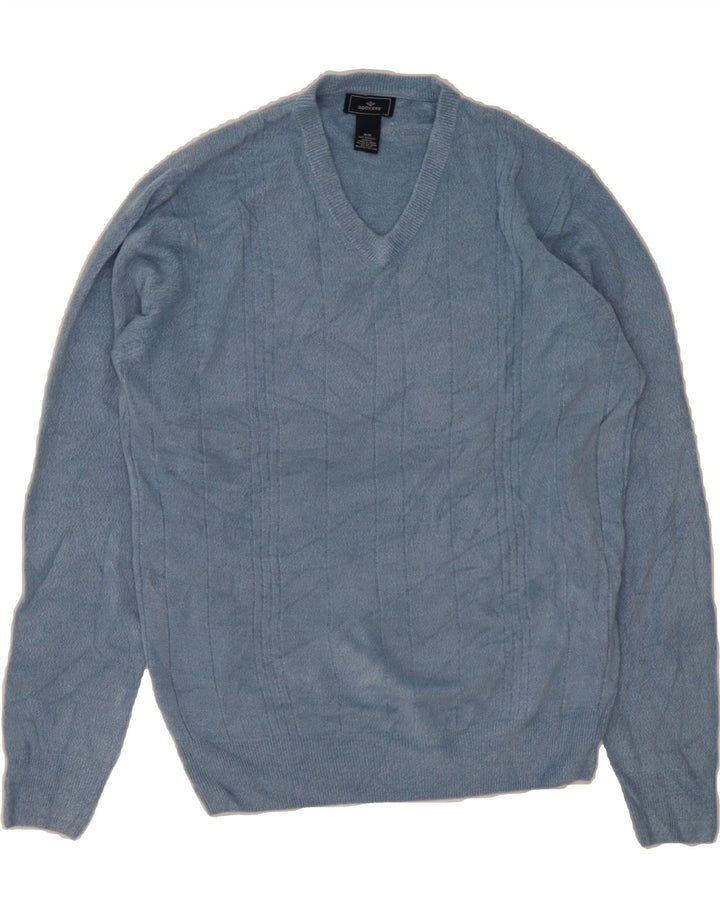 DOCKERS Mens V-Neck Jumper Sweater Medium Blue Acrylic Vintage Dockers and Second-Hand Dockers from Messina Hembry 