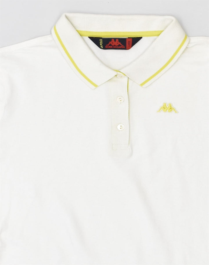 KAPPA Womens Polo Shirt UK 14 Large Off White Cotton | Vintage Kappa | Thrift | Second-Hand Kappa | Used Clothing | Messina Hembry 