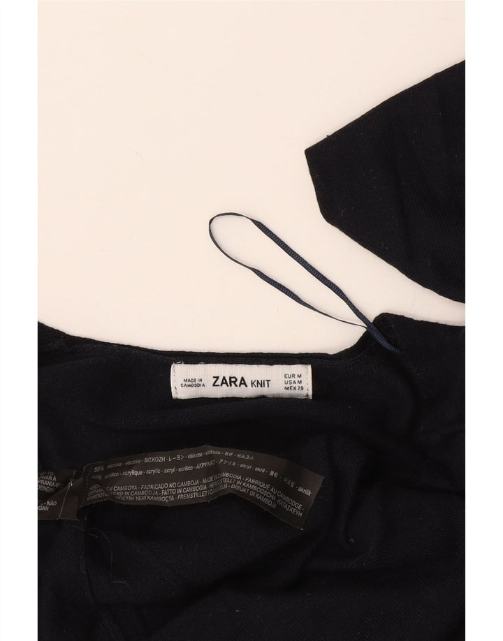Женский топ Zara с длинным рукавом UK 14, средний темно-синий, вискоза