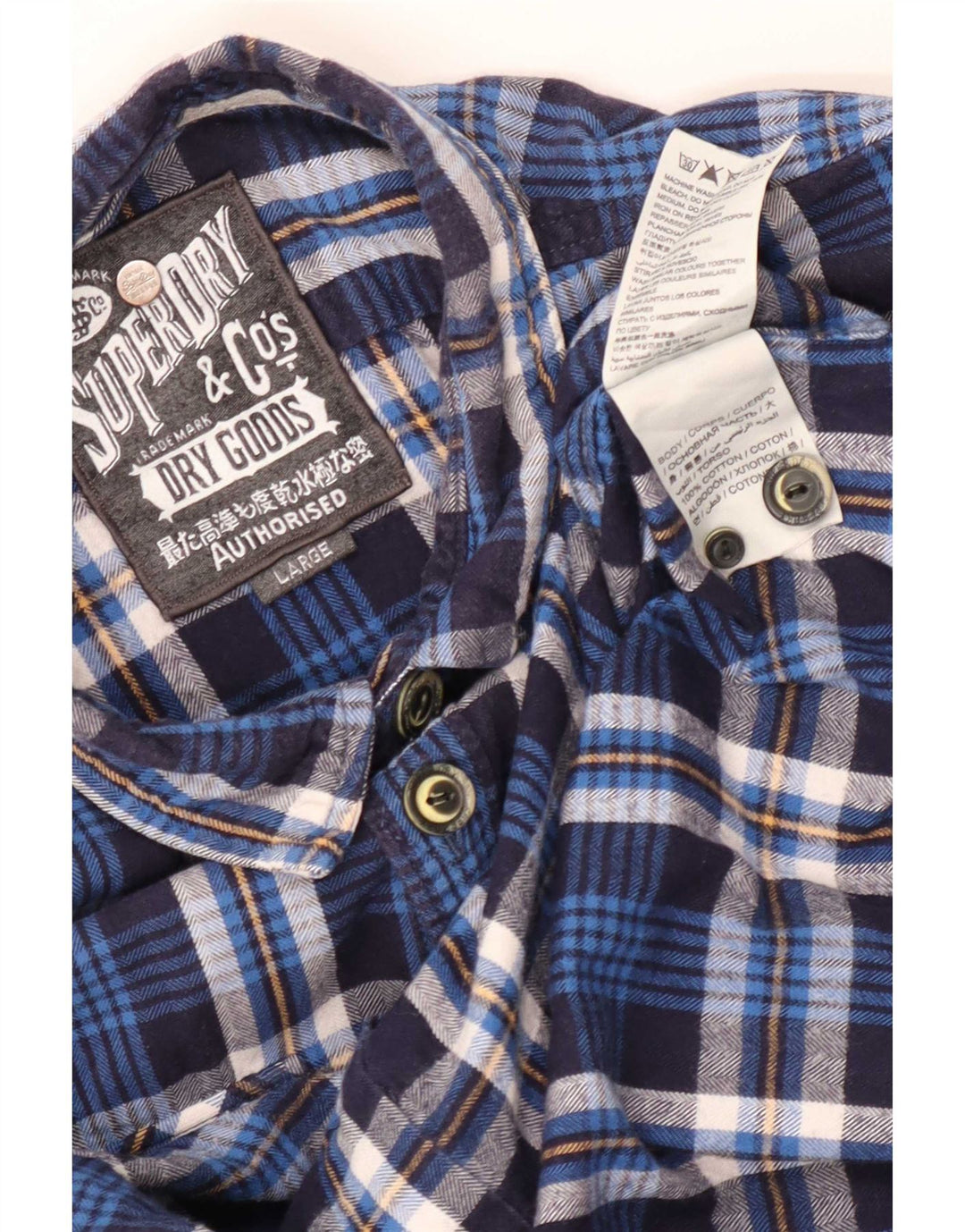 Мужская фланелевая рубашка Superdry, большая темно-синяя клетка, хлопок