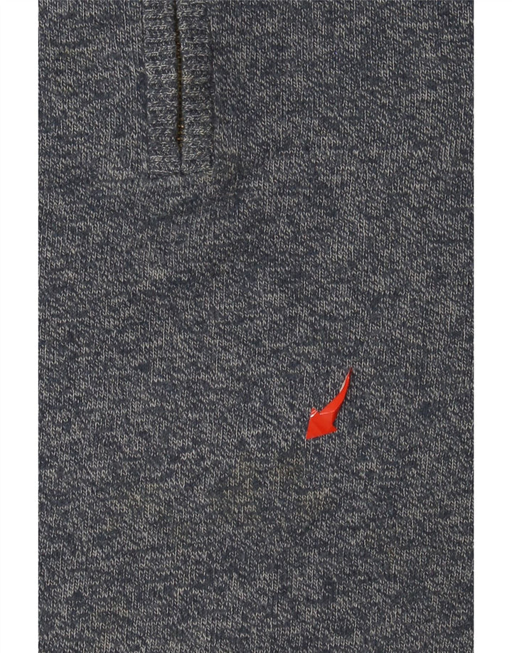 Мужской джемпер с воротником на молнии для толстого лица, классический хлопковый свитер среднего синего цвета в крапинку