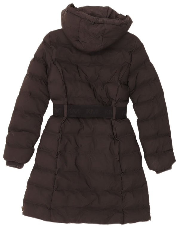 Karen Millen Женское стеганое пальто с капюшоном и графическим рисунком UK 6 XS, черный полиэстер