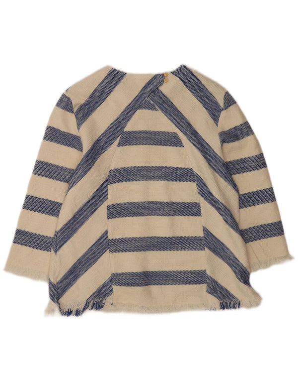 Женская блузка с рукавом 3/4 Zara UK 12, хлопковый средний цвет в белую полоску