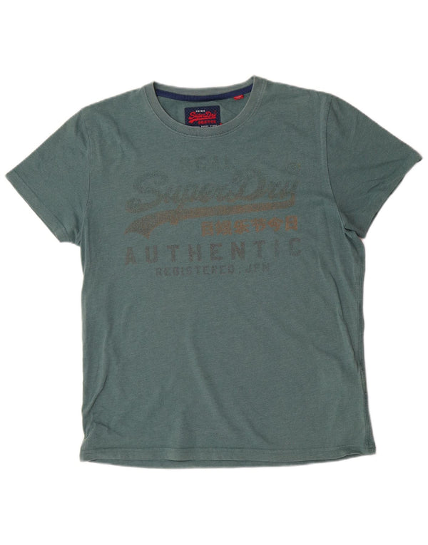 Женская футболка с рисунком Superdry Top UK 18 XL, зеленый хлопок