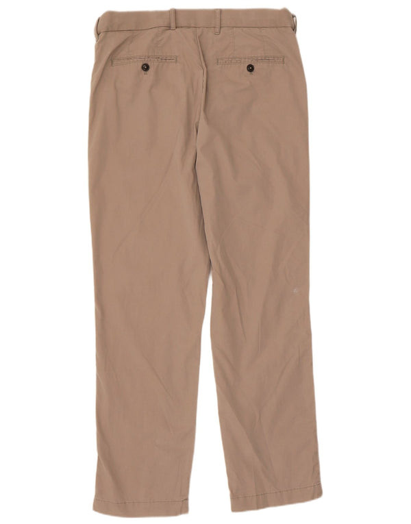 Marks & Spencer Mens Straight Chino Trousers W32 L29 Beige Cotton