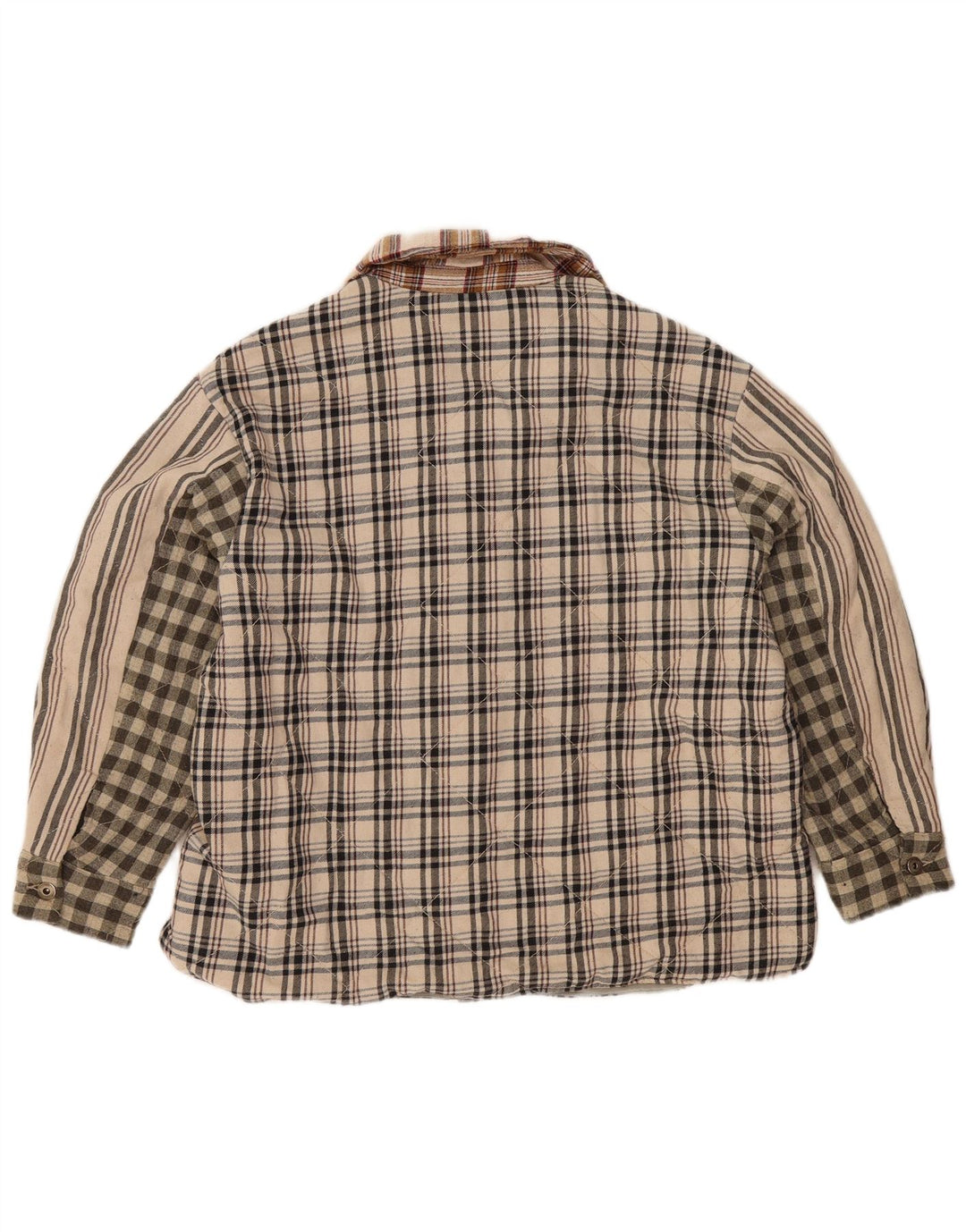 Женская фланелевая рубашка Zara Lumberjack UK 16, большой размер, бежевый лоскутный полиэстер
