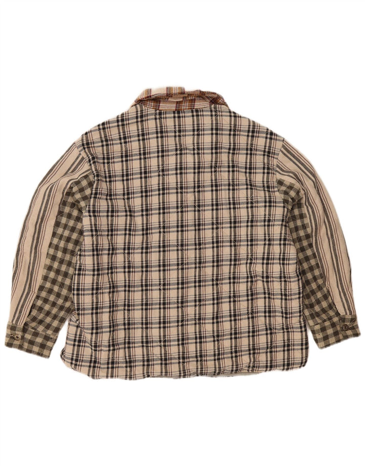Женская фланелевая рубашка Zara Lumberjack UK 16, большой размер, бежевый лоскутный полиэстер
