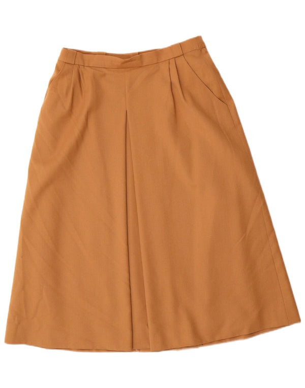 Винтажная женская юбка-трапеция с высокой талией EU 38, средняя W26, коричневая шерсть из натуральной шерсти