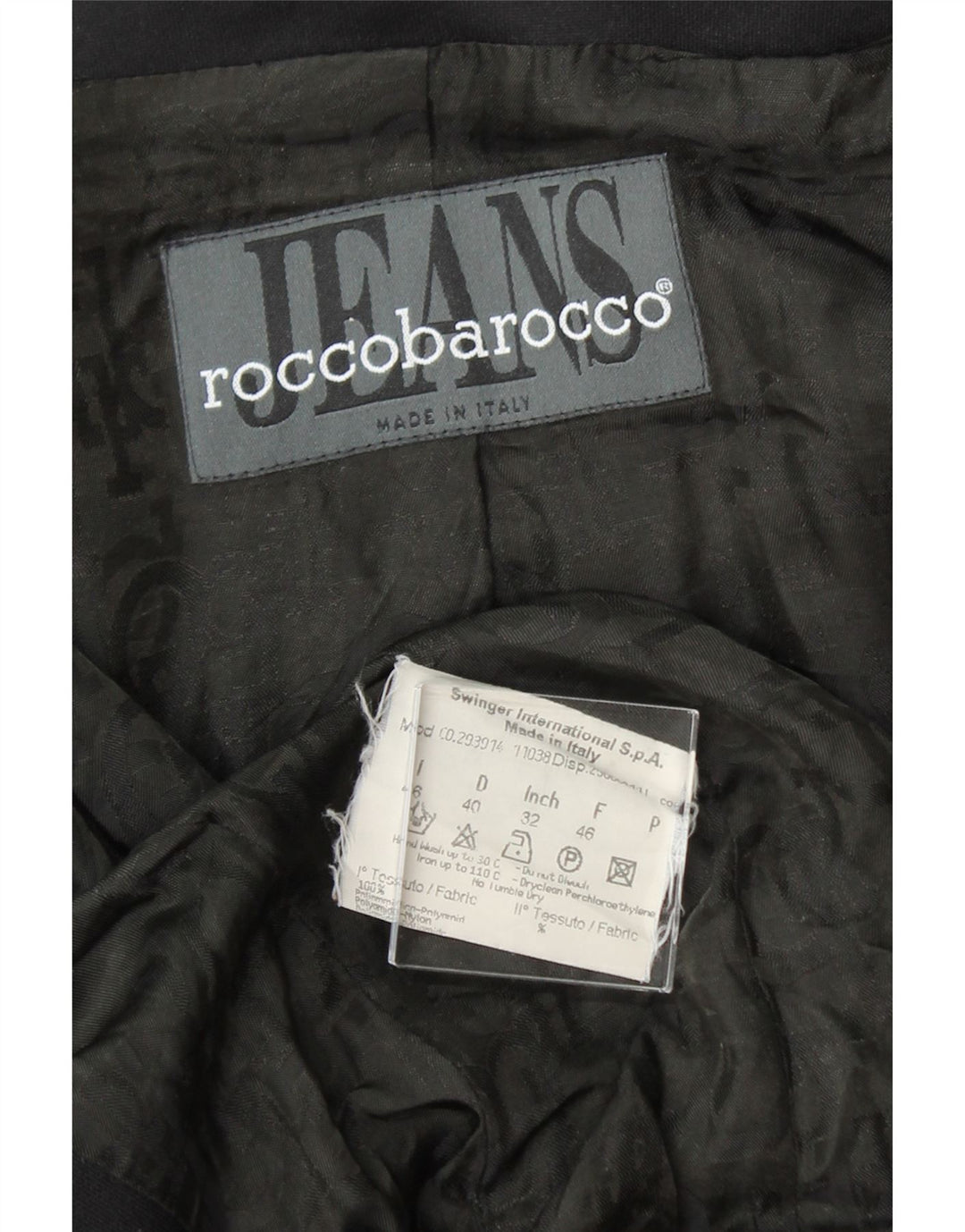 ROCCOBAROCCO Womens Blazer Jacket IT 46 Large Black Polyamide Vintage Roccobarocco and Second-Hand Roccobarocco from Messina Hembry 