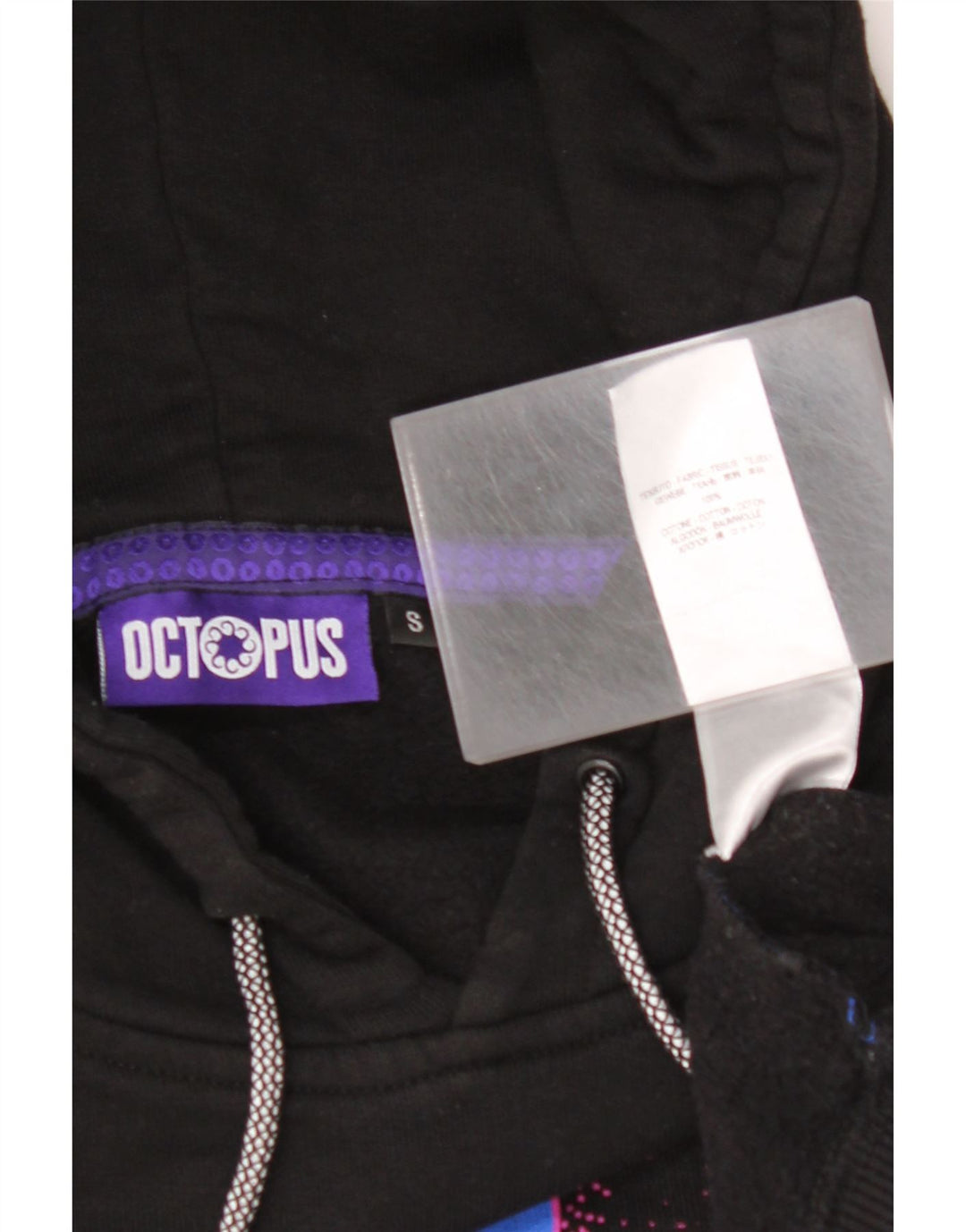 Мужской джемпер с капюшоном OCTOPUS, маленький черный, хлопок с цветными блоками