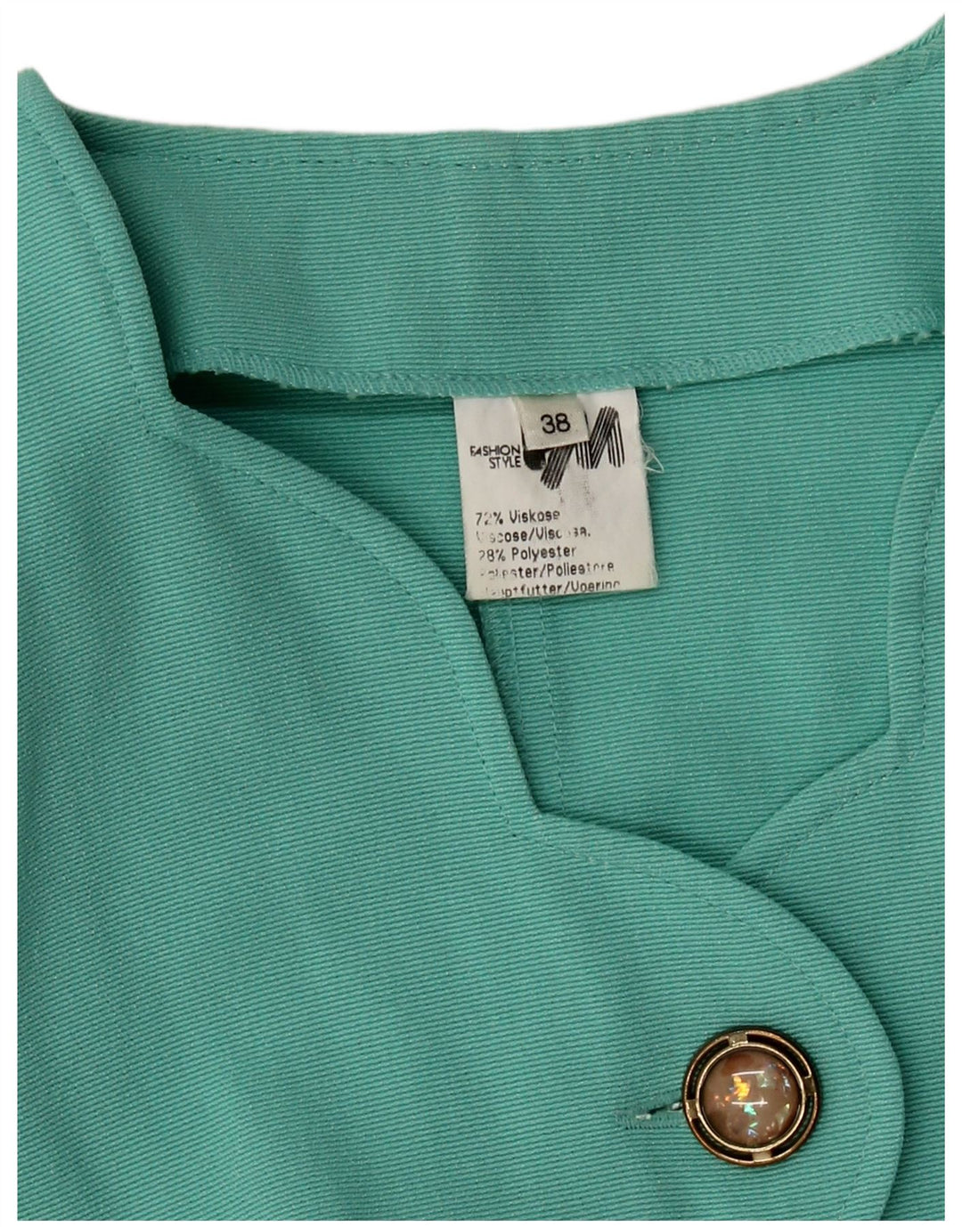 ВИНТАЖНЫЙ женский пиджак на 5 пуговицах EU 38, средний бирюзовый вискоза