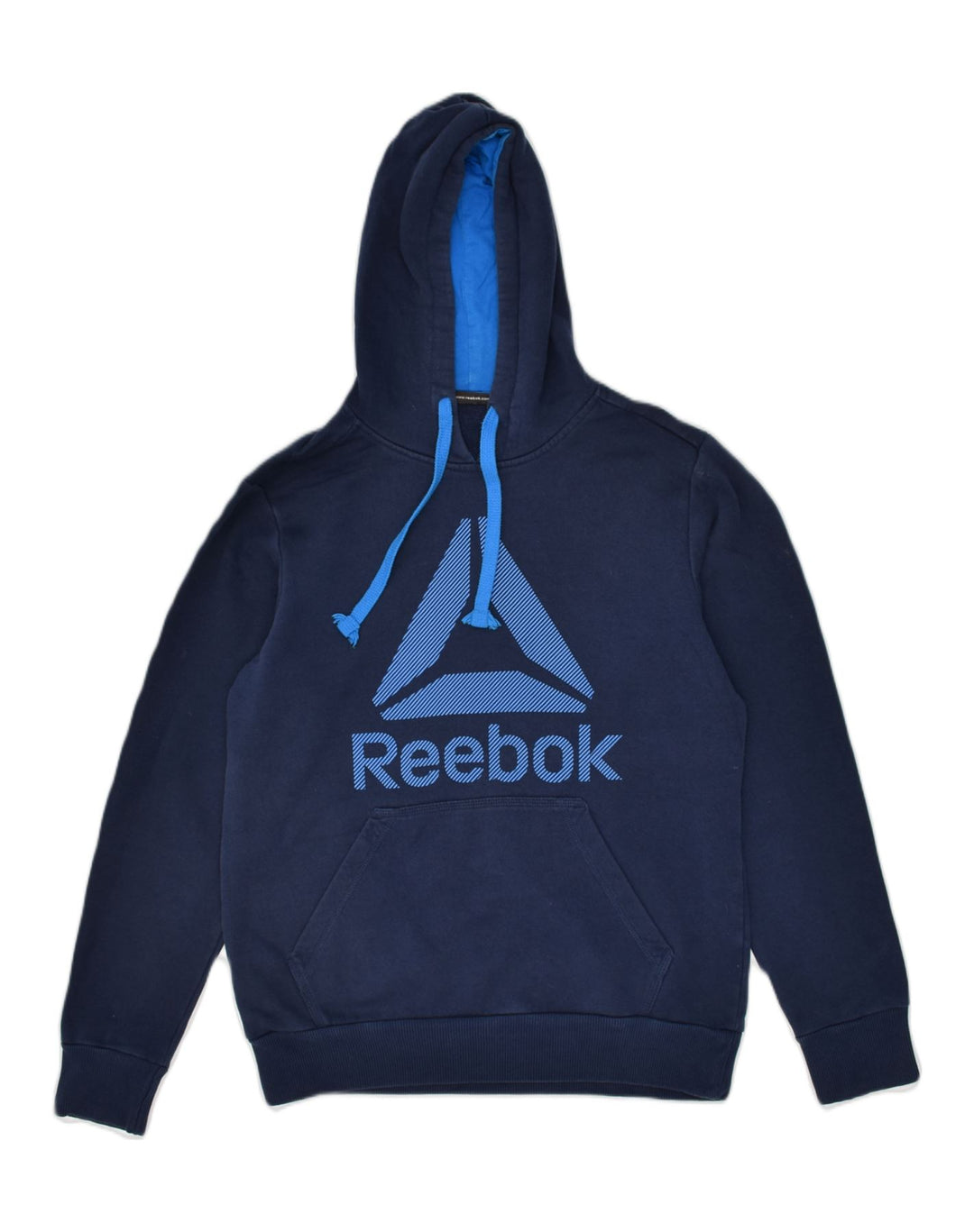 REEBOK Mens Graphic Hoodie Jumper Small Navy Blue Cotton | Vintage Reebok | Thrift | Second-Hand Reebok | Used Clothing | Messina Hembry 