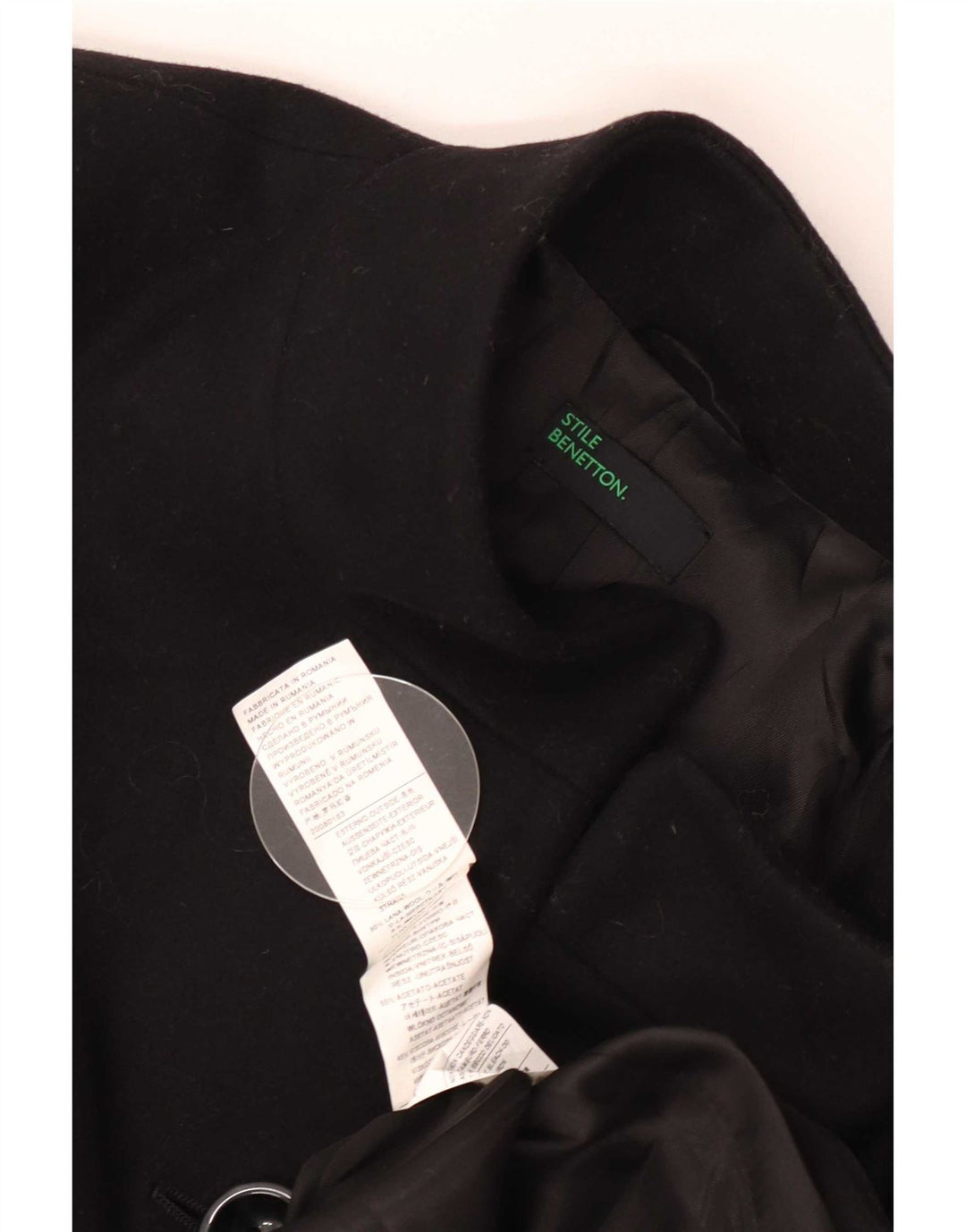 Женское пальто Benetton IT 42 Medium Black Wool