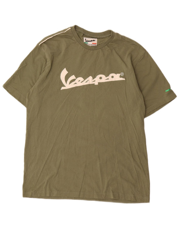 Мужская футболка с рисунком Vespa, 2XL, цвет хаки, хлопок