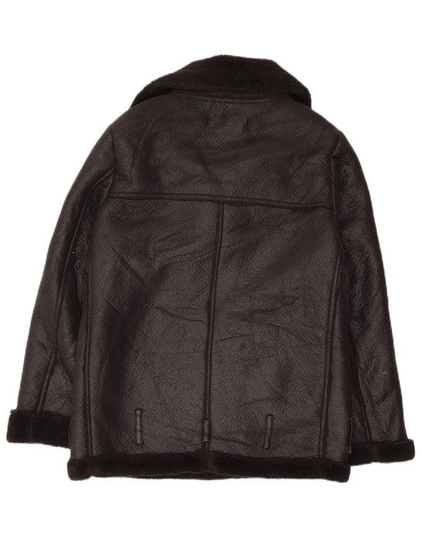 Женская куртка оверсайз из шерпы Zara UK 6 XS, черный полиэстер