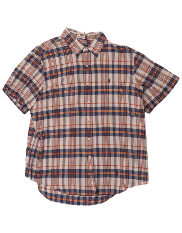 Мужская рубашка с коротким рукавом Polo Ralph Lauren 2XL, хлопковая разноцветная клетка