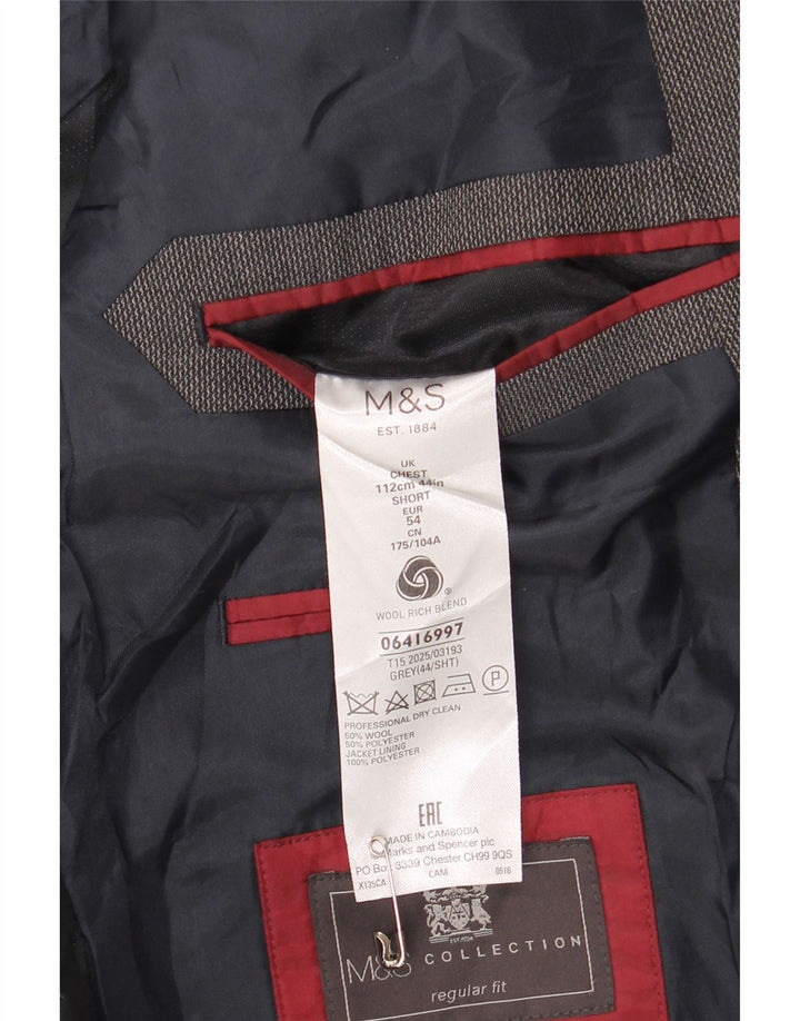 Мужской короткий пиджак на двух пуговицах Marks & Spencer, Великобритания, 44 XL, серая шерсть