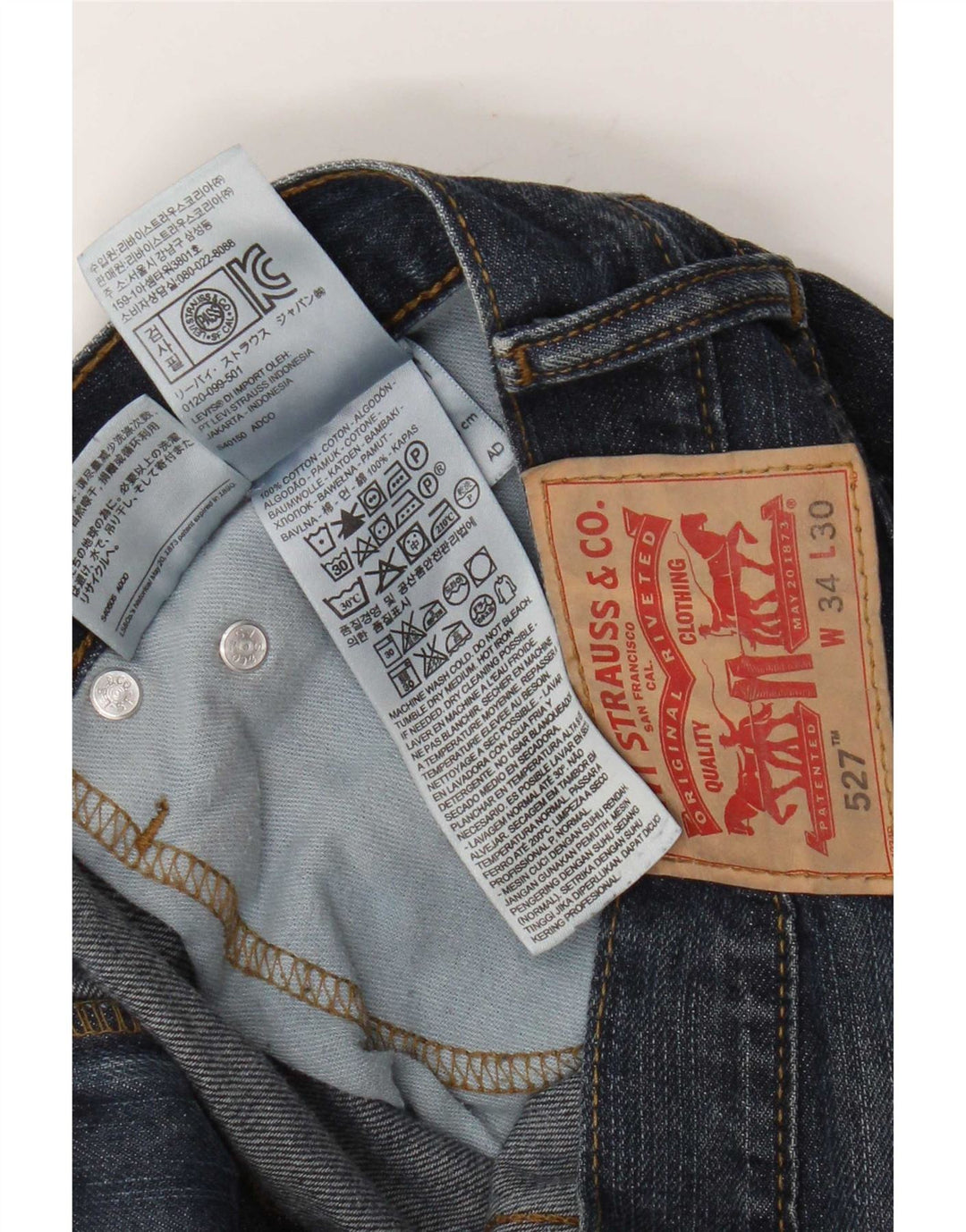 Мужские джинсы Levi's 527 Bootcut W34 L30 Темно-синие, хлопок