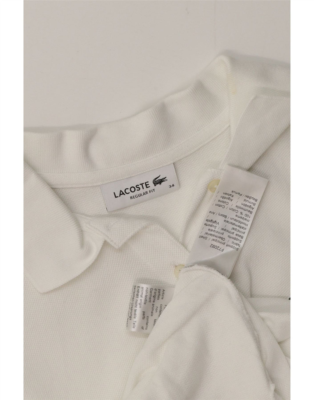 LACOSTE Женская рубашка поло стандартного кроя, размер 34, маленькая, белый хлопок