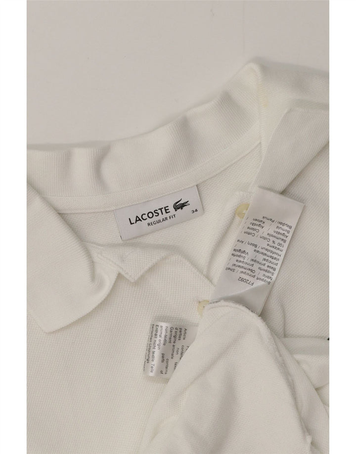 LACOSTE Женская рубашка поло стандартного кроя, размер 34, маленькая, белый хлопок