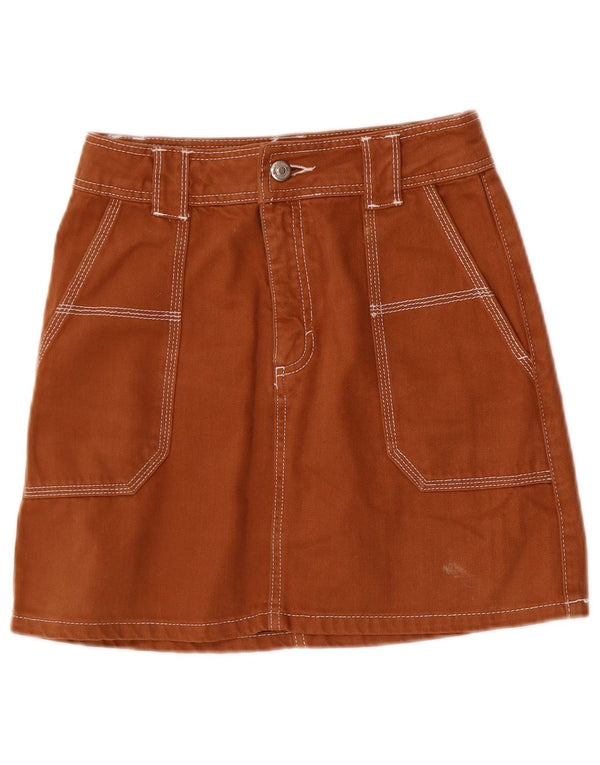 Topshop Womens Denim Skirt UK 8 Small W26  Brown Cotton
