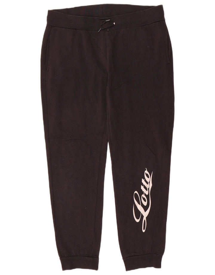 LOTTO Женские спортивные брюки с графическим рисунком Брюки для бега UK 12 Средний черный хлопок