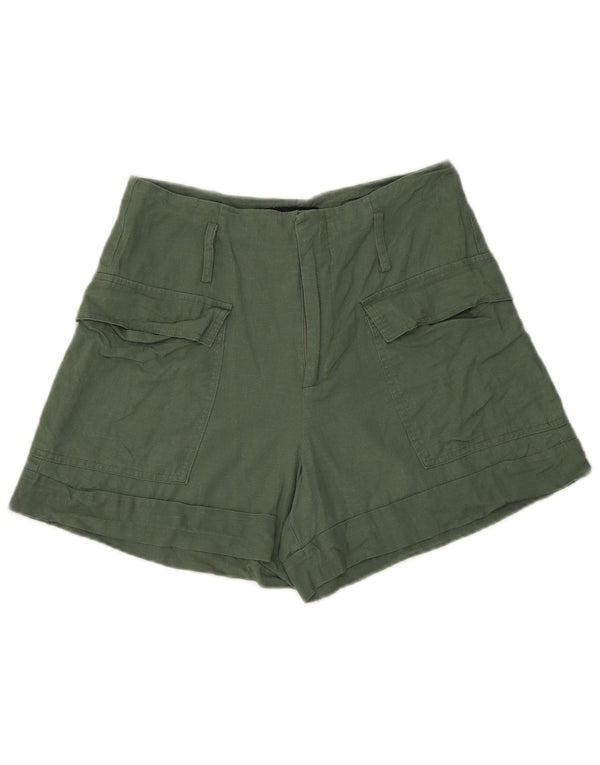 Женские шорты карго Zara, маленькие, W26, зеленые, льняные