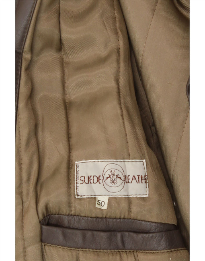 Винтажная мужская кожаная куртка IT 50, большая коричневая кожа