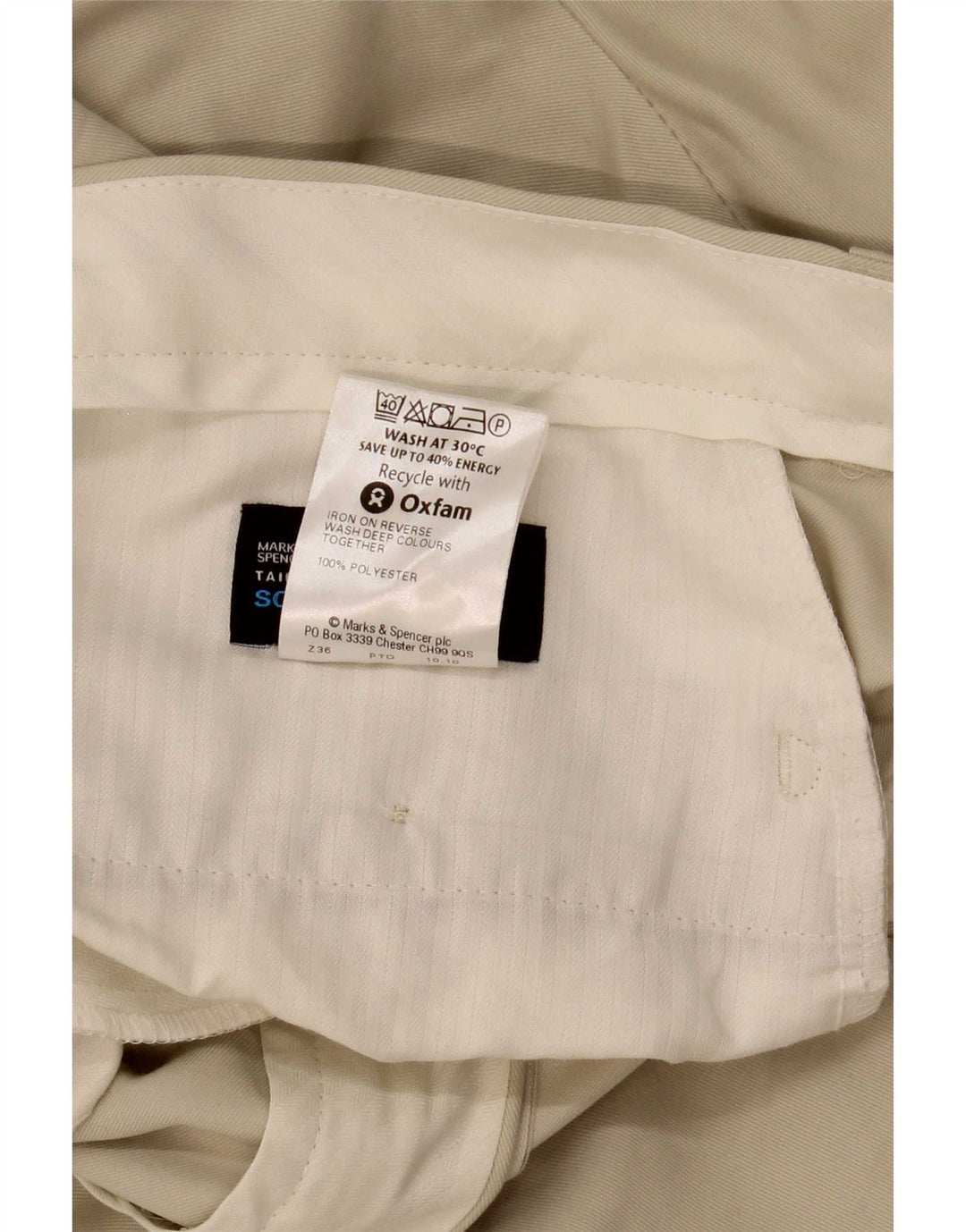 Мужские прямые брюки-чиносы Marks & Spencer W34 L33 бежевого цвета из полиэстера
