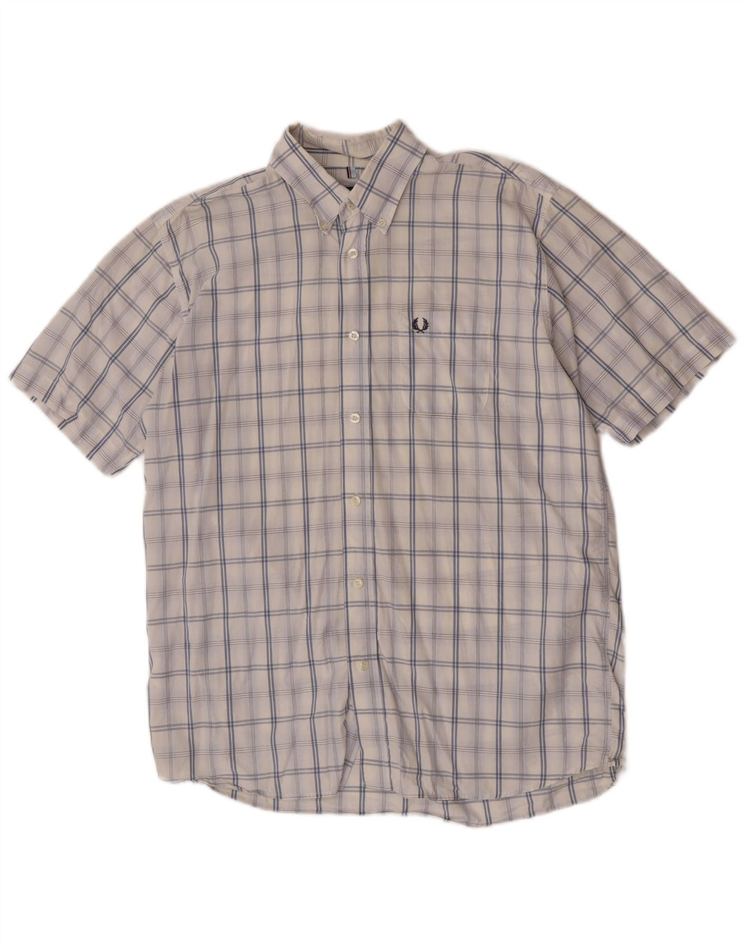 Мужская рубашка с коротким рукавом Fred Perry, большая белая клетка, хлопок