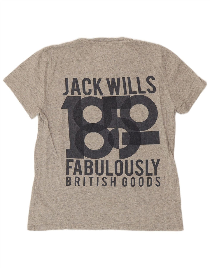 Мужская футболка с рисунком JACK WILLS, хлопковый топ среднего серого цвета с крапинками