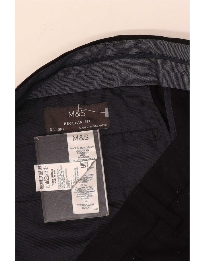 Мужские брюки-чиносы Marks & Spencer стандартного кроя W34 L29, черная шерсть
