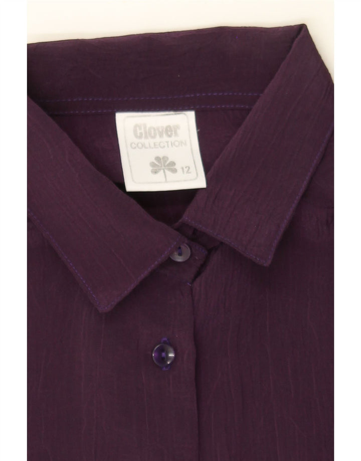 CLOVER Womens Shirt Blouse US 12 Large Purple Polyester Vintage Clover and Second-Hand Clover from Messina Hembry 