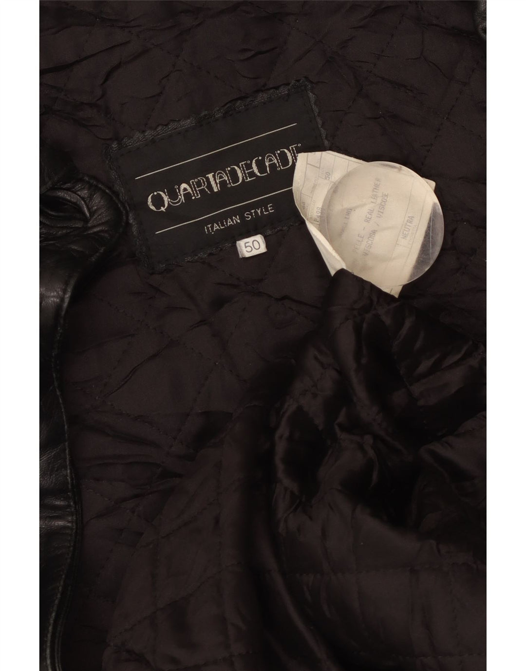 VINTAGE Женское кожаное пальто оверсайз IT 50 XL Черное кожаное