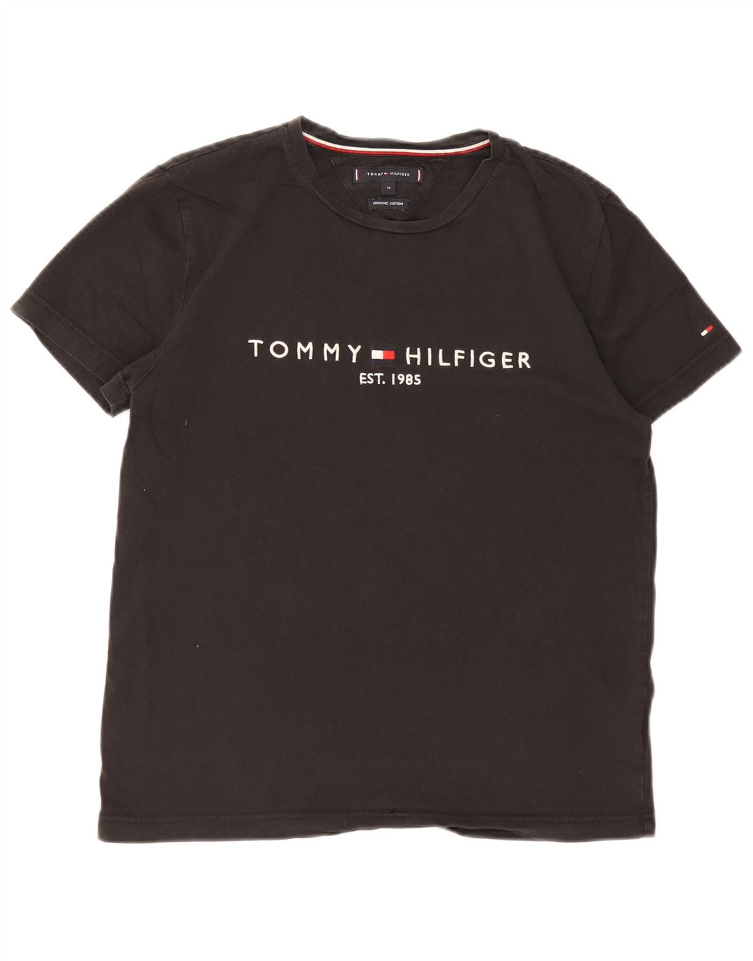 Tommy Hilfiger Мужская футболка с рисунком Топ среднего размера, черный хлопок