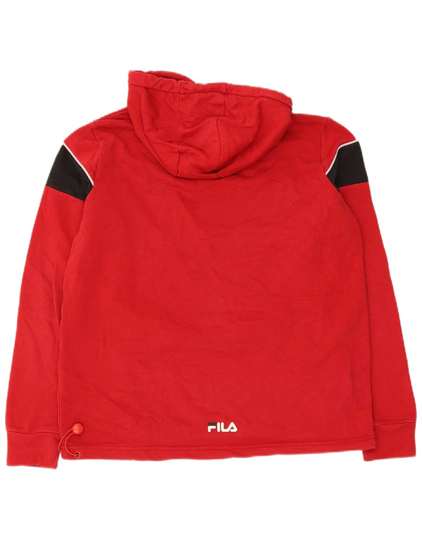 Мужской джемпер с капюшоном Fila XS, хлопок с цветными блоками, красный