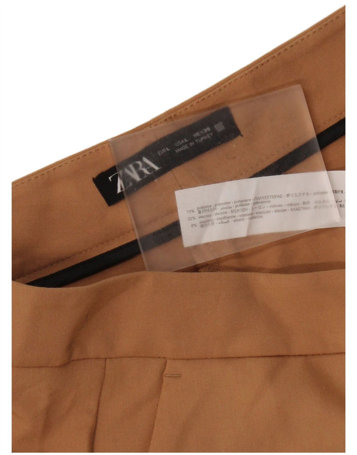 Женские расклешенные брюки чинос Zara, большие W30 L31, коричневые, полиэстер