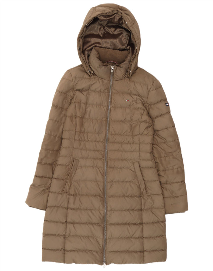 Женское стеганое пальто с капюшоном Tommy Hilfiger UK 14, средний бежевый, полиэстер