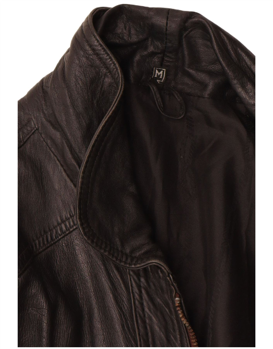 Винтажная мужская кожаная куртка UK 38, средняя черная кожаная куртка