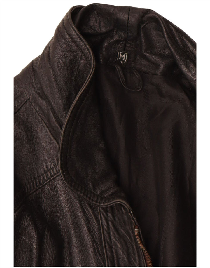 Винтажная мужская кожаная куртка UK 38, средняя черная кожаная куртка