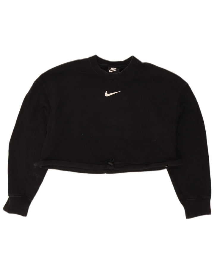 Женский укороченный свитшот с графическим рисунком Nike UK 12, средний черный хлопковый джемпер